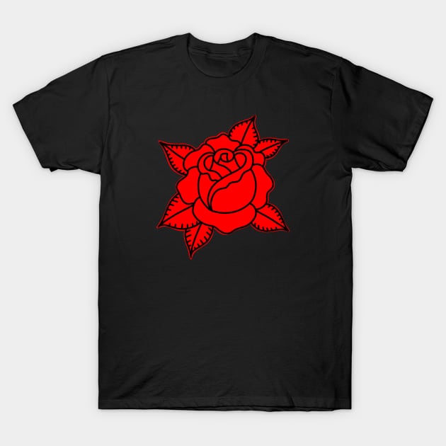 HomeSchoolTattoo Red Rose T-Shirt by HomeSchoolTattoo